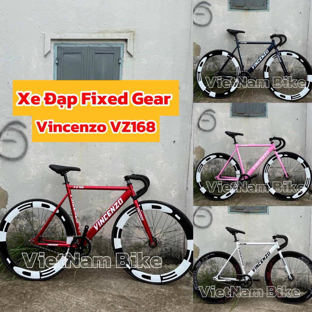 xe đạp thể thao fixed gear và single vincenzo VZ168 khung thép kèm