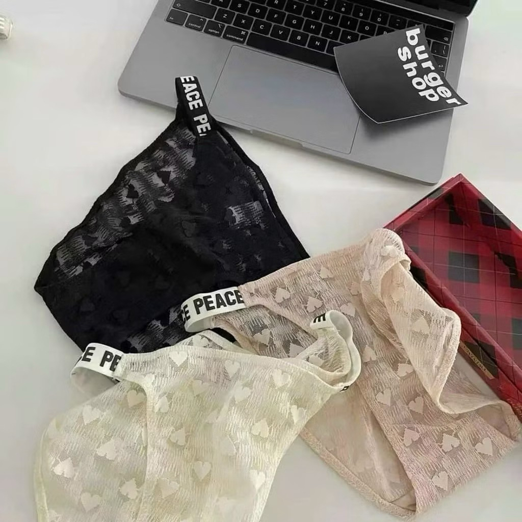 Combo 5 quần lót ren tim cạp chữ PEACE mẫu mới 3382