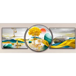 Bộ 3 Tranh Treo Tường Tráng Gương Cao Cấp Phong Cách Hiện Đại 2025