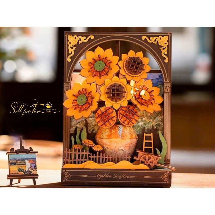 Đồ Chơi Lắp Ráp Mô Hình Tranh Gỗ 3D ROBOTIME Golden Sunflower TH002