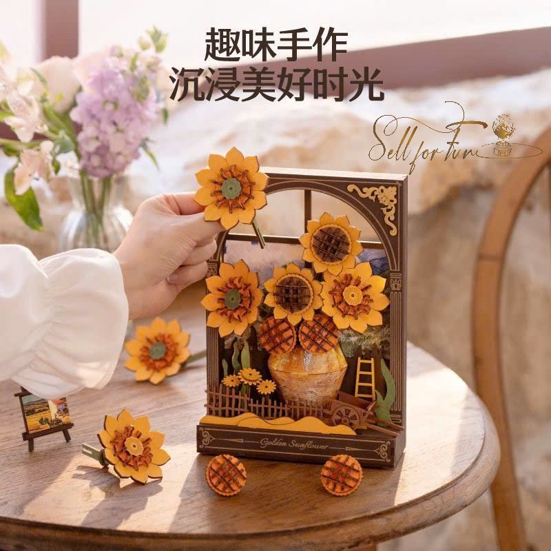 Đồ Chơi Lắp Ráp Mô Hình Tranh Gỗ 3D ROBOTIME Golden Sunflower TH002