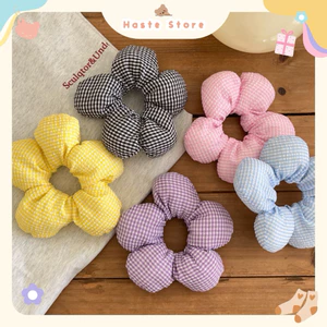 Scrunchie Cột Tóc Hình Phao Bông Hoa Hoạ Tiết Caro Nhí Phong Cách Hàn Quốc Bánh Bèo Nàng Thơ Siêu Dễ Thương