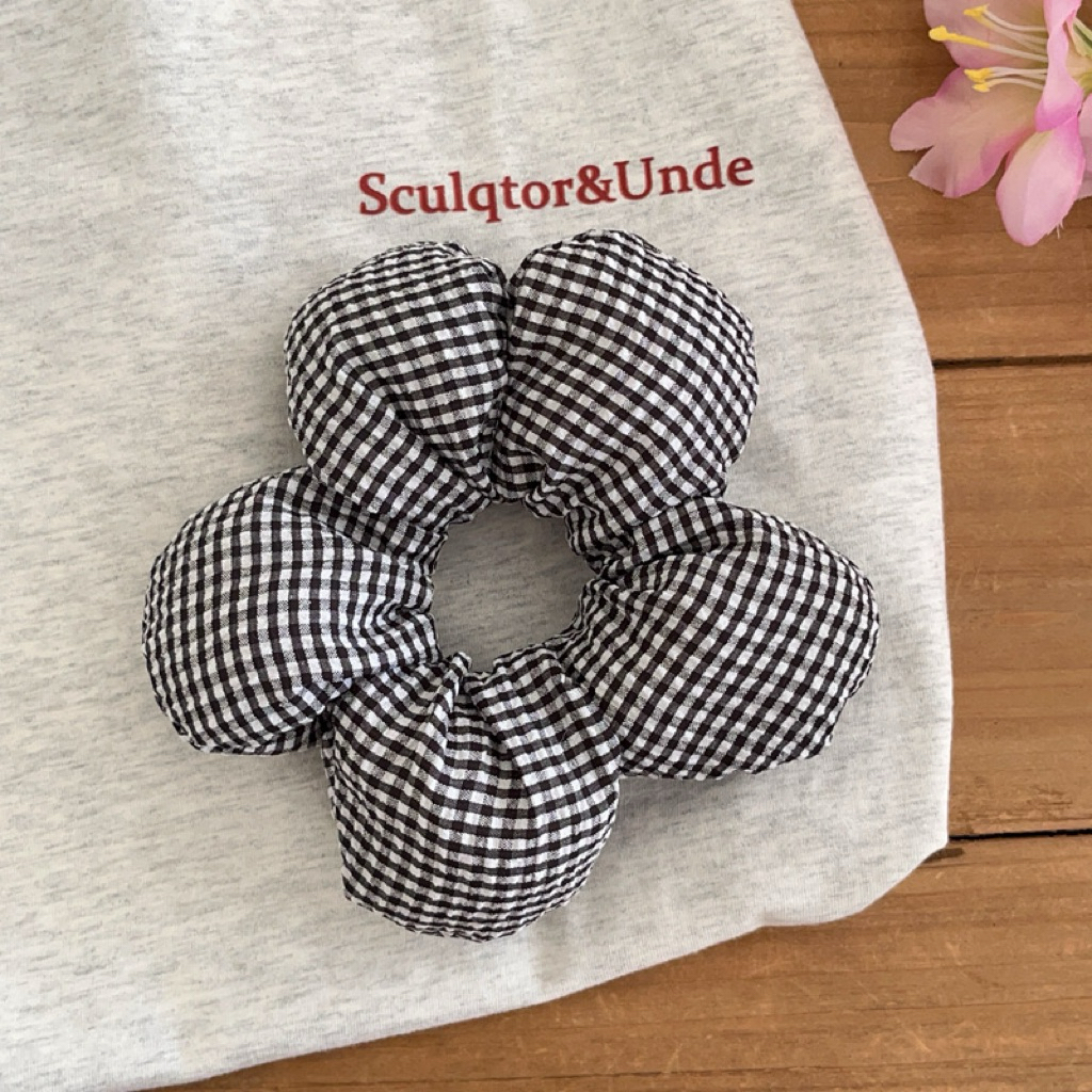 Scrunchie Cột Tóc Hình Phao Bông Hoa Hoạ Tiết Caro Nhí Phong Cách Hàn Quốc Bánh Bèo Nàng Thơ Siêu Dễ Thương