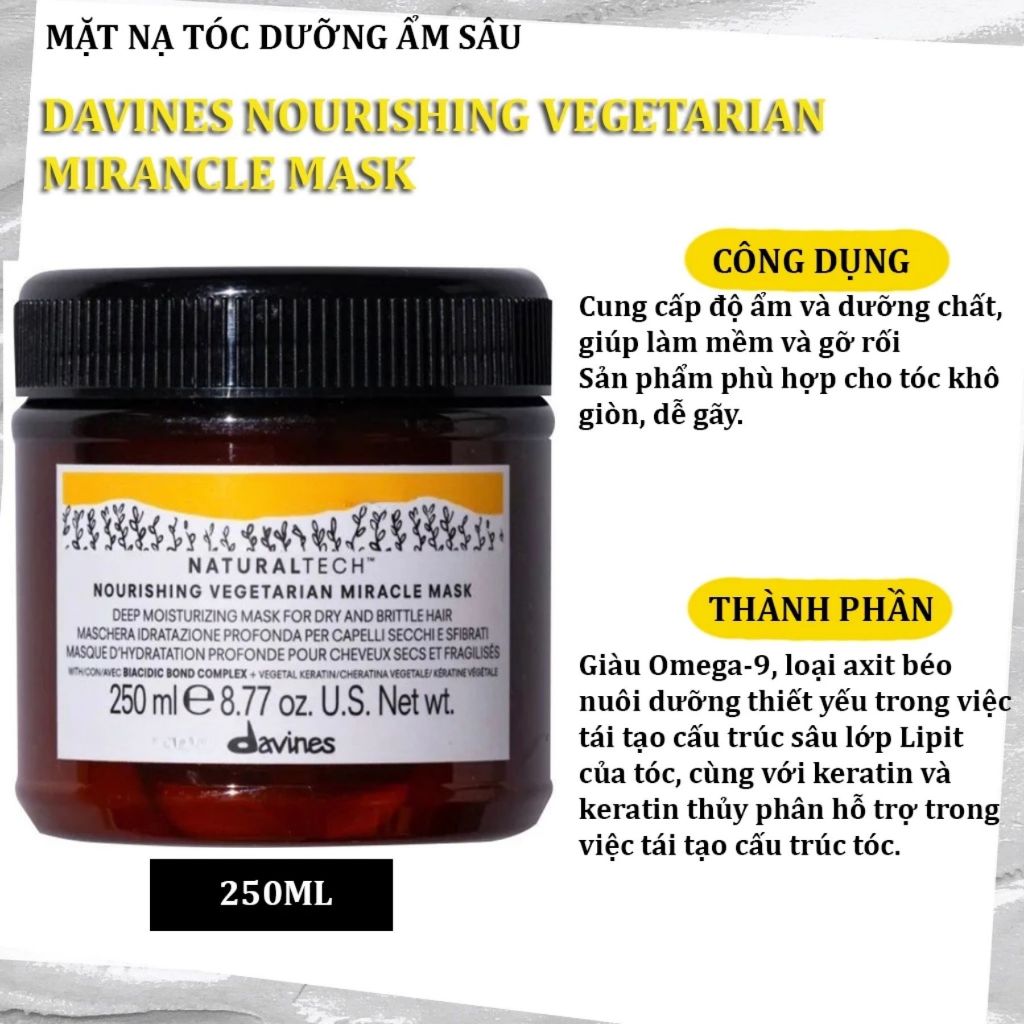 Ủ xả Davines Naturaltech Renewing Conditioner, Naturaltech Nourishing Vegetarian Miracle Mask 250ml