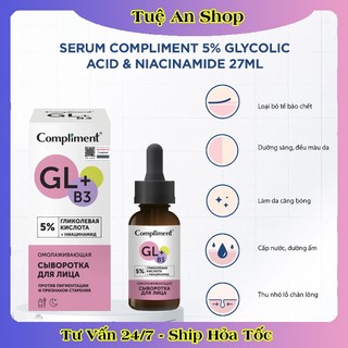 Trọn bộ Compliment 5% Glycolic Acid làm sạch và dưỡng sáng da, làm da căng bóng của Nga