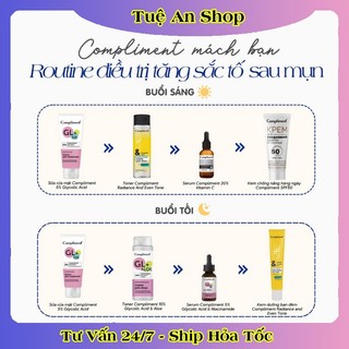Trọn bộ Compliment 5% Glycolic Acid làm sạch và dưỡng sáng da, làm da căng bóng của Nga