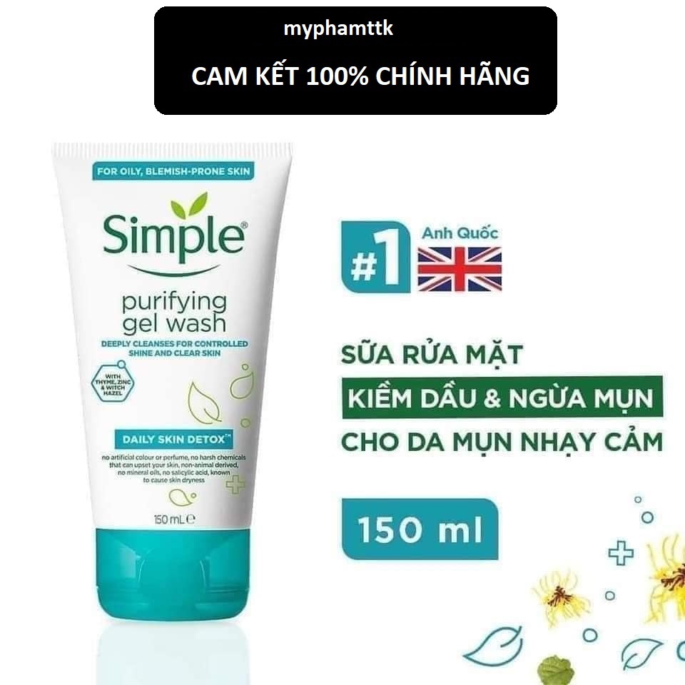 [Chính hãng] Combo Tẩy Trang Simple 200ml + Sữa Rửa Mặt Simple 150ml | Cấp Ẩm Tức Thì - Kiềm Dầu
