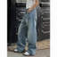 Quần jean ống rộng xanh retro cơ bản dáng unisex chất dày dặn QJ011 - Tiktik