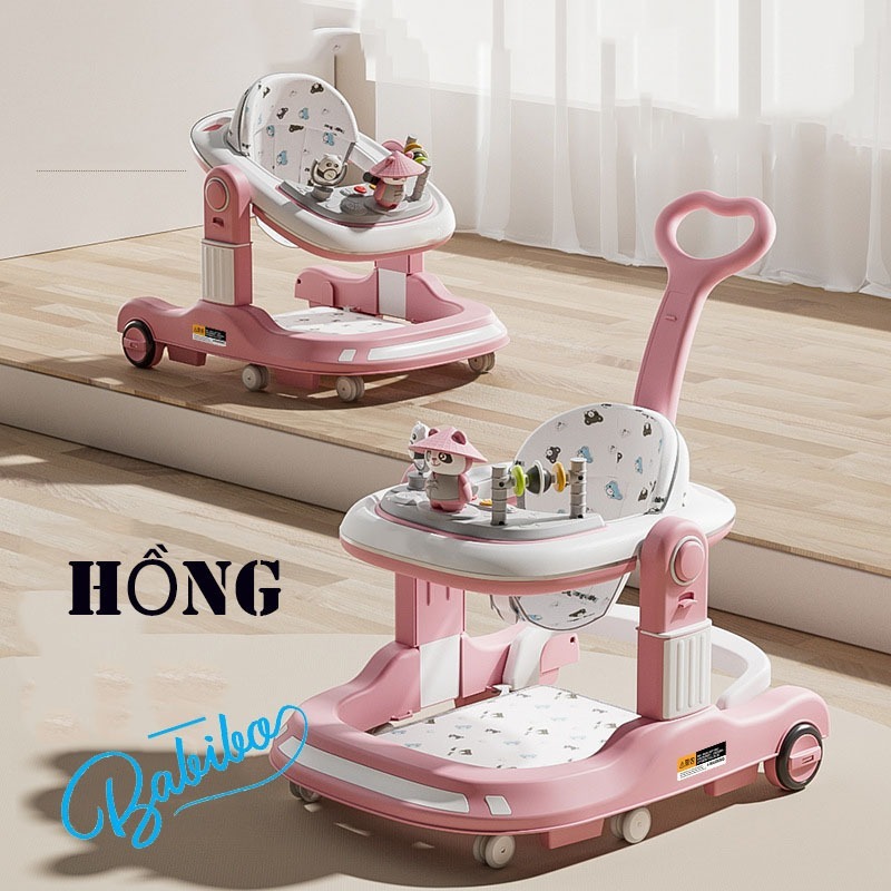 Xe tập đứng cho bé, xe tập đi chữ U cao cấp Babibo kids cho bé có cần đẩy điều chỉnh độ nghiêng dễ dàng