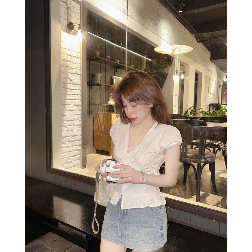 [𝐒𝐮𝐙𝐲] Áo Thô Tay Bồng Cổ V QCCC Loại 1 (45-50kg ng eo thon )
