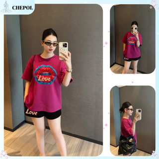 Set ( Áo Thun Hồng Sen + Quần Đùi ) Áo Phông Nữ Chepol UNISEX, Cổ Tròn, Tay Ngắn, Chất Cotton Co Dãn 2 Chiều CP_11034