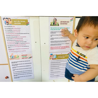 Bộ 10 tranh Quy Tắc Gia Đình : Quy tắc ứng xử và Quy tắc học tập- Cùng Con Lớn Lên Thành Công, Hạnh Phúc ( Bộ 10 tờ)
