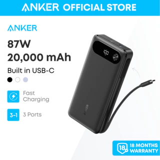 Pin dự phòng ANKER A1383 Bộ sạc di động thiết yếu khi du lịch 20000mAh có cáp USB‑C tích hợp Pin sạc nhanh 3 cổng 87W