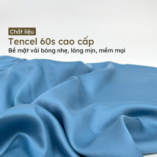 Ga giường LỤA TENCEL 60S 1m6x2m 1m8x2m trơn màu Hân Võ Bedding sang trọng, mát mịn set ga gối nệm 1m6 1m8