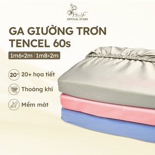 Ga giường LỤA TENCEL 60S 1m6x2m 1m8x2m trơn màu Hân Võ Bedding sang trọng, mát mịn set ga gối nệm 1m6 1m8