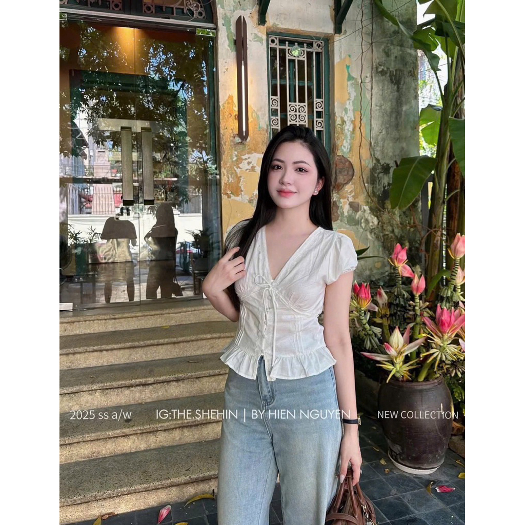 [𝐒𝐮𝐙𝐲] Áo Thô Tay Bồng Cổ V QCCC Loại 1 (45-50kg ng eo thon )
