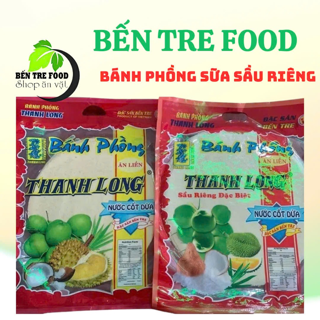 Bánh phồng sữa sầu riêng cốt dừa Thanh Long loại đặc biệt ( túi 10 Bánh)