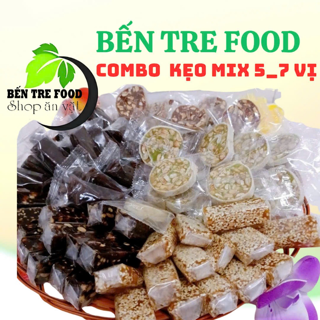 Kẹo chuối nhiều vị và dừa dứa đậu+ mè xửng 500g