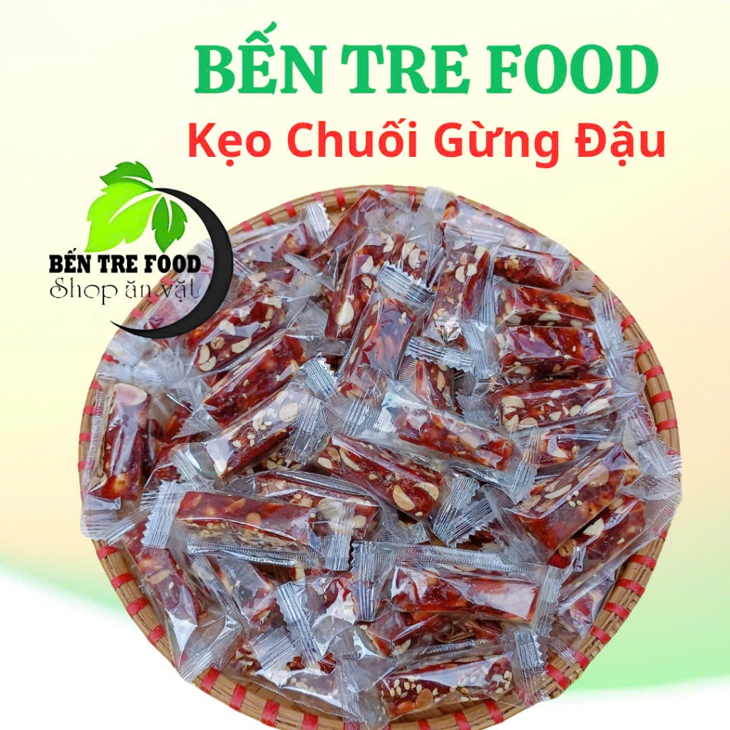Kẹo chuối gừng cốt dừa đậu phộng Bến Tre đóng máy túi zip