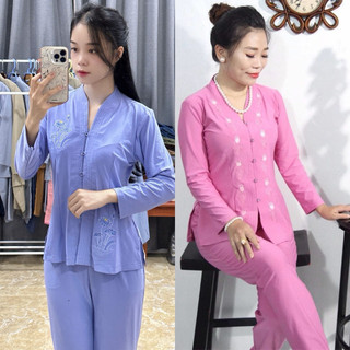 Thun Bà Lai #  Đồ Bộ Nữ# Quần Áo Nữ Jacket Top Kem Dress Women # Đồ Lam Đi Chùa