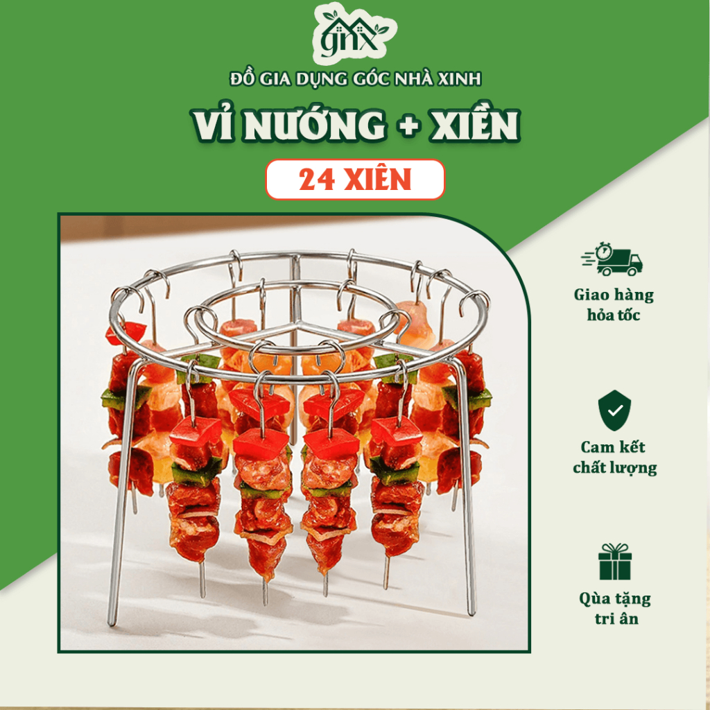 Giá Xiên Nướng Inox 304 Cho Nồi Chiên Không Dầu, Combo 24 Xiên Tiện Lợi ...