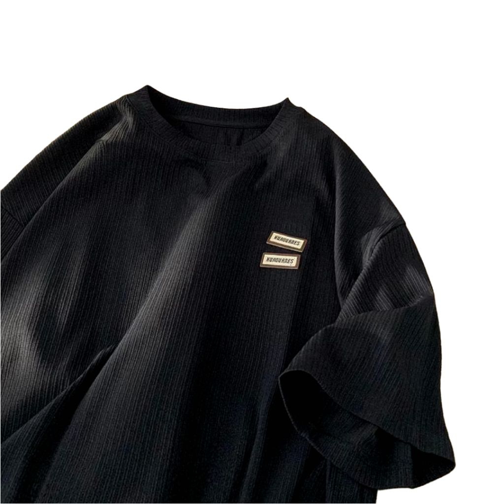 Áo phông form rộng tay lỡ chất vải cotton- nơ an pha in ngực-chang3158