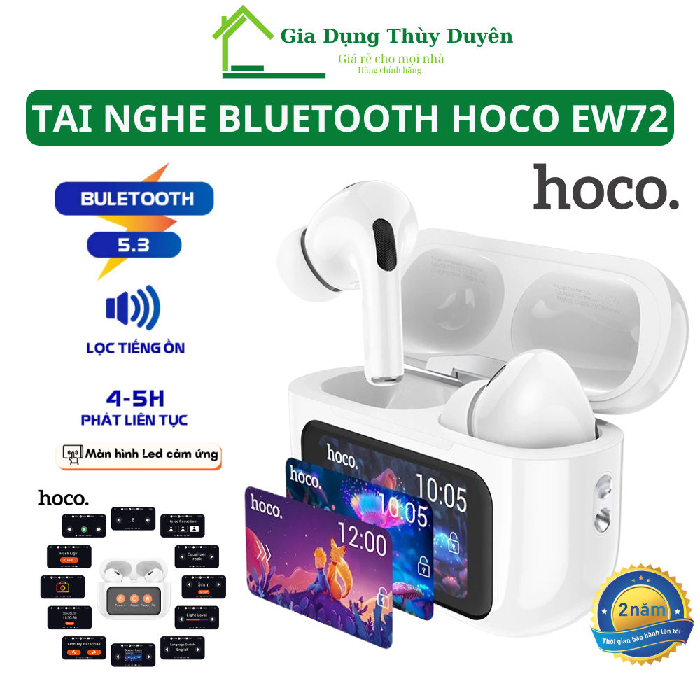 Tai Nghe Bluetooth Hoco EW72 Chống Ồn Có Mic Đàm Thoại Màn Hình Cảm Ứng Điều Khiển - Hàng Chính Hãng