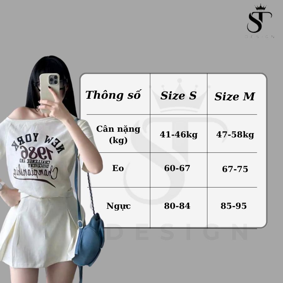 Set áo trễ vai + chân váy xếp ly bản to năng động, cao cấp - ST Design - 21