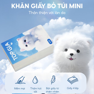 COMBO khăn giấy bỏ túi mini TopGia cao cấp 10 gói 4 lớp dập vân mềm mịn thấm hút tốt an toàn cho da
