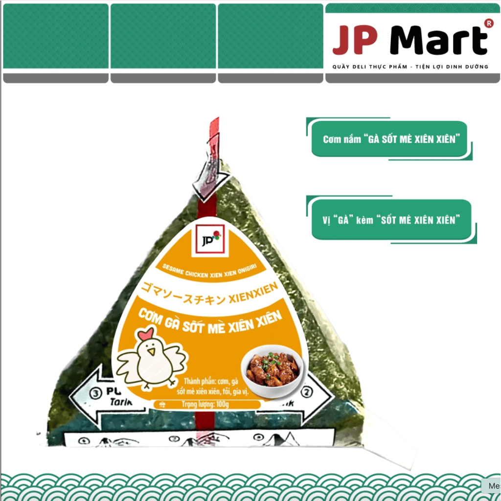 [Hoả Tốc] COMBO - Cơm Gà Sốt Mè Xiên Xiên Tam Giác 115g (Bộ Lục Vị) - JP Mart