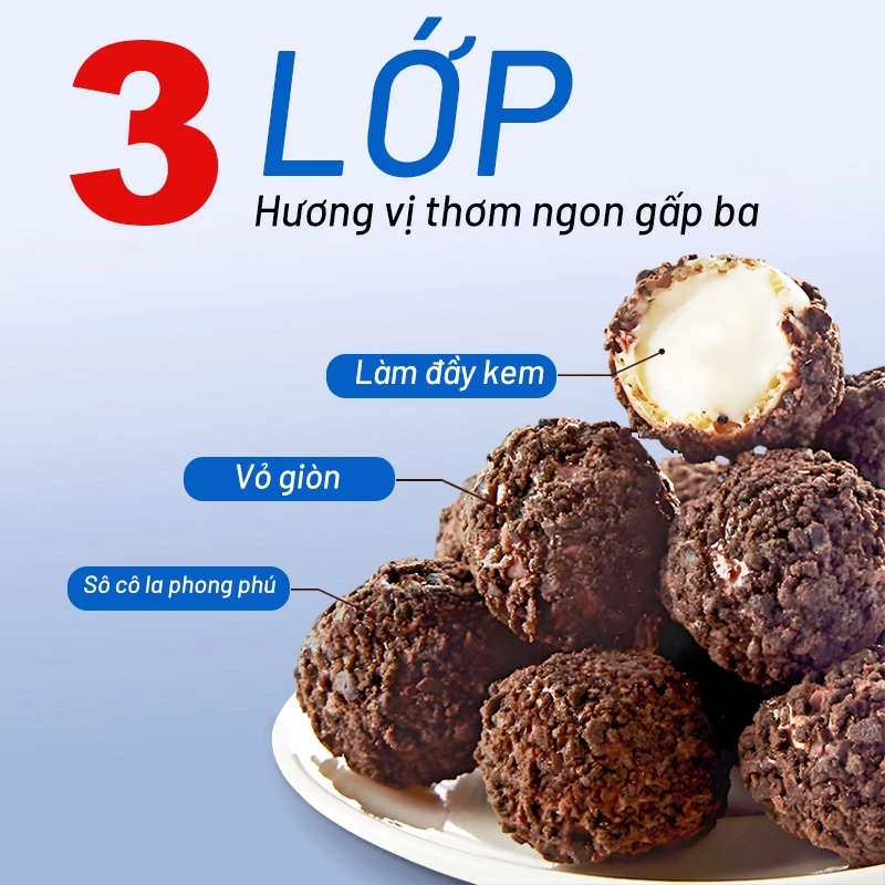 CHOCMET Bánh Trứng Nổ Socola Nhân Kem Sữa - Snack Ăn Vặt Đêm Khuya, Giòn Tan Hấp Dẫn, Quà Tặng Chất