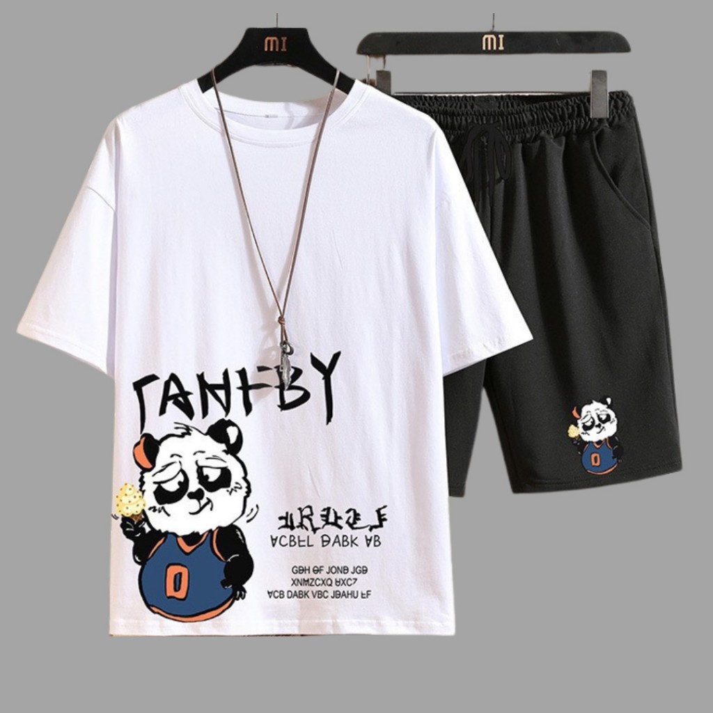 Bộ quần áo thể thao nam in GẤU TANBY, Đồ bộ nam hè chất liệu thun mè co giãn thấm hút mồ hôi k1