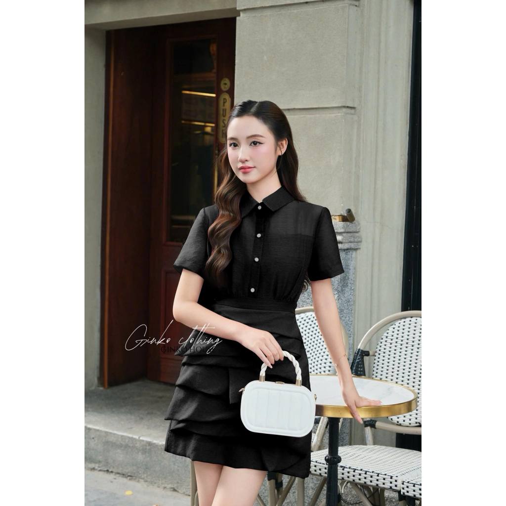 Váy thiết kế nữ dáng tầng nữ tính thanh lịch sang trọng GINKO CLOTHING