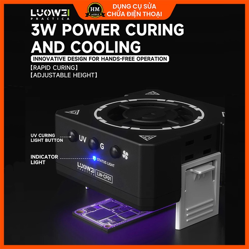 Đèn chiếu tia UV 2 trong 1 LUOWEI LW-CF01 làm mát, sấy khô keo UV, tích hợp đèn soi bụi sửa chữa điện tử
