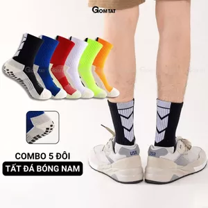 Set 5 đôi tất thể thao nam đá bóng GOMTAT, chất liệu cotton, silicon chống trượt - TIA-DB-506-CB5
