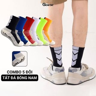 Set 5 đôi tất thể thao nam đá bóng GOMTAT, chất liệu cotton, silicon chống trượt - TIA-DB-506-CB5