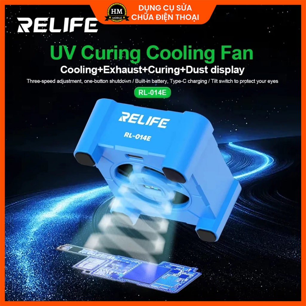 Đèn chiếu tia UV 2 trong 1 RELIFE RL-014E làm mát, sấy khô keo UV sửa chữa điện tử