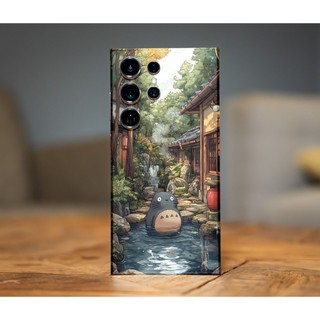 Miếng dán skin mặt lưng full viền Totoro cho điện thoại S25 Ultra S24 Ultra S23 S22 Ultra Fold 3 4 5 Flip3 Fold 4