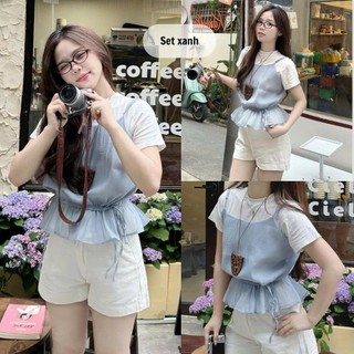 Set Áo Thun Basic & Áo Tơ 2 Dây Rút Eo Freesize 247store Nét Đẹp Tối Giản Pha Lẫn Nữ Tính
