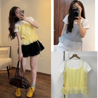 Set Áo Thun Basic & Áo Tơ 2 Dây Rút Eo Freesize 247store Nét Đẹp Tối Giản Pha Lẫn Nữ Tính
