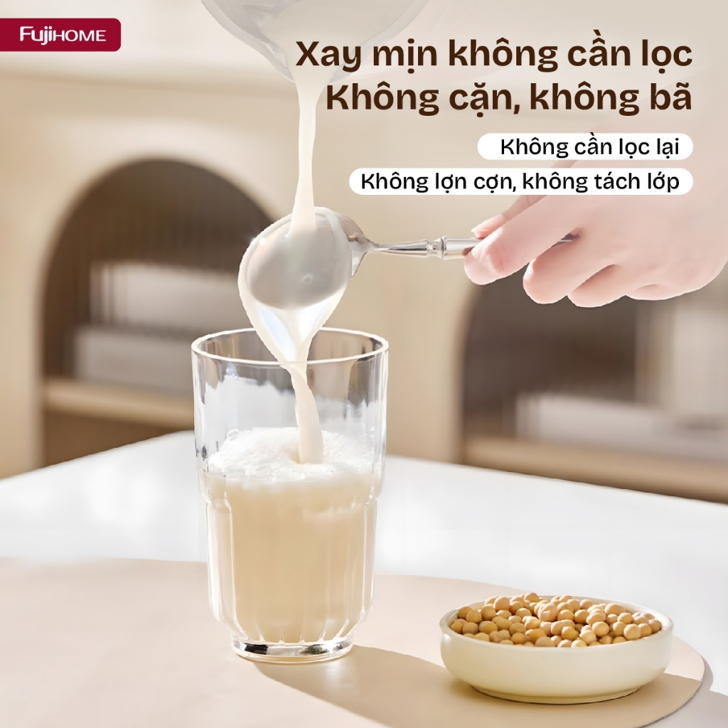 Máy làm sữa hạt cao cấp SM826 FUJIHOME 1,5L, Máy xay nấu cháo chất liệu an toàn thông minh cảm ứng 3D tiện lợi