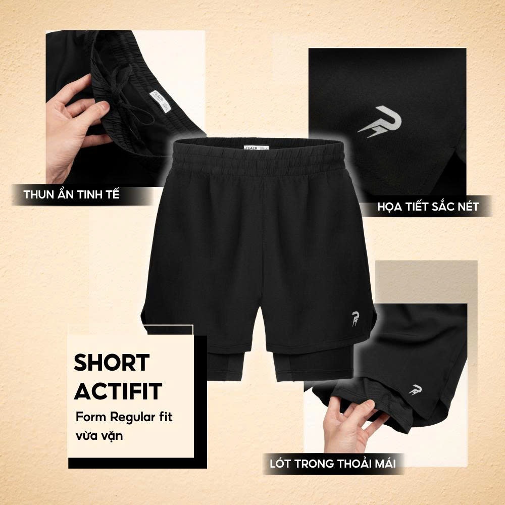 [RUNKEE COLLECTION] Quần Short Nam ActiFit Thể Thao 2 Lớp Thiết Kế Tôn Dáng, Chất Vải  Polyester Nhanh Khô - FEAER