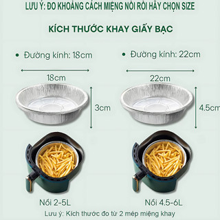 Khay Giấy Bạc Lót Nồi Chiên Không Dầu, Lò Nướng - Khuôn Đĩa Nhôm Đựng Thức Ăn, Thực Phẩm