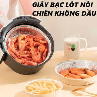 Khay Giấy Bạc Lót Nồi Chiên Không Dầu, Lò Nướng - Khuôn Đĩa Nhôm Đựng Thức Ăn, Thực Phẩm