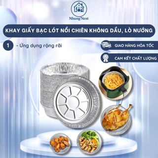 Khay Giấy Bạc Lót Nồi Chiên Không Dầu, Lò Nướng - Khuôn Đĩa Nhôm Đựng Thức Ăn, Thực Phẩm