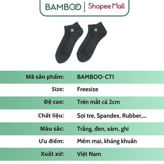 Tất sợi tre cổ thấp Bamboo chất liệu cao cấp, co giãn 4 chiều mát mẻ mùa hè ấm áp mùa đông