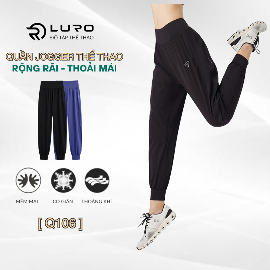 Quần dài tập gym nữ có túi Louro, kiểu quần jogger nữ tập yoga, zumba ...