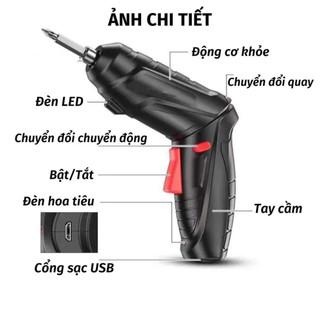 Máy Bắn Vít Điện Cầm Tay 48 Chi Tiết Sạc Pin, Thay Thế Tua Vít Thường, Siết Ốc Nhanh Gấp 5 Lần