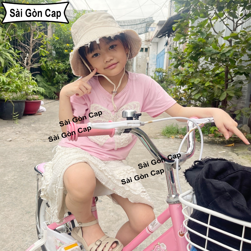 Mũ trẻ em | Mũ Bucket Tua Rua Trơn Form Unisex Nam Nữ