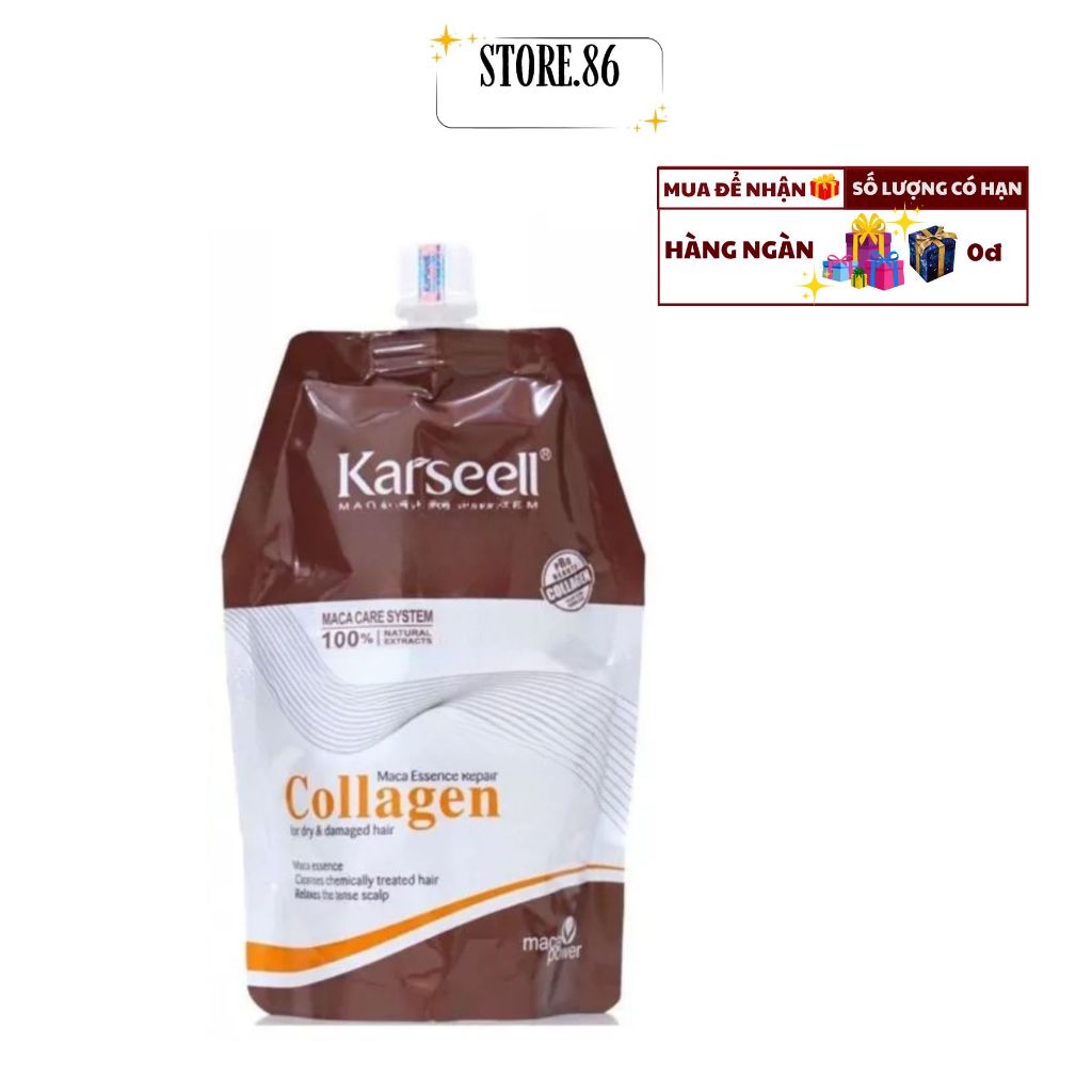 Kem Ủ Tóc Collagen Karseell Maca 500ml (Túi) -Hỗ Trợ Phục Hồi Tóc Hư Tổn, Giảm Rụng Tóc,Giúp Mượt Mà